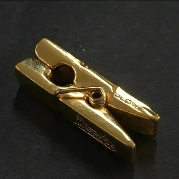 Celine Horse Carriage Gold Tone Clothespin Paper Holder Clip - Picture 5 of 6